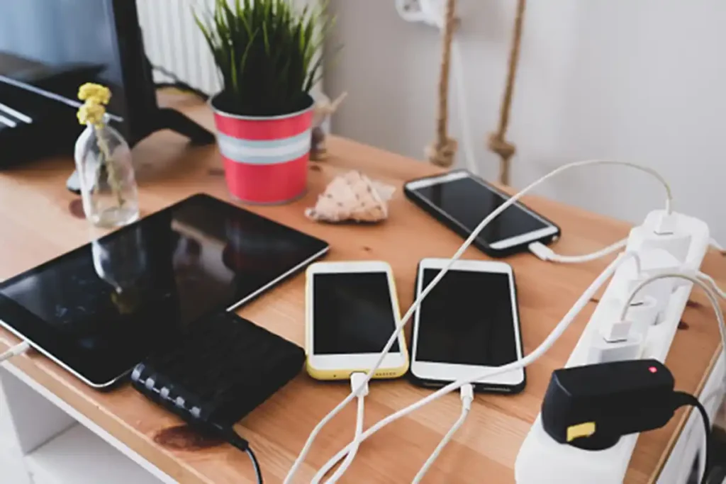 Image is of multiple electronics that can be charged by a 300 watt solar panel
