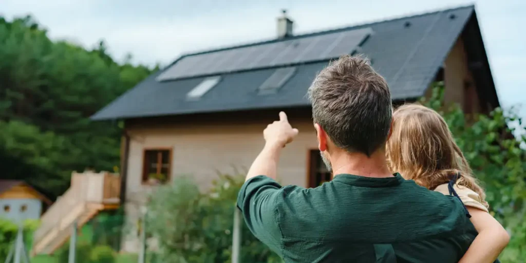 Father and daughter solar panels
